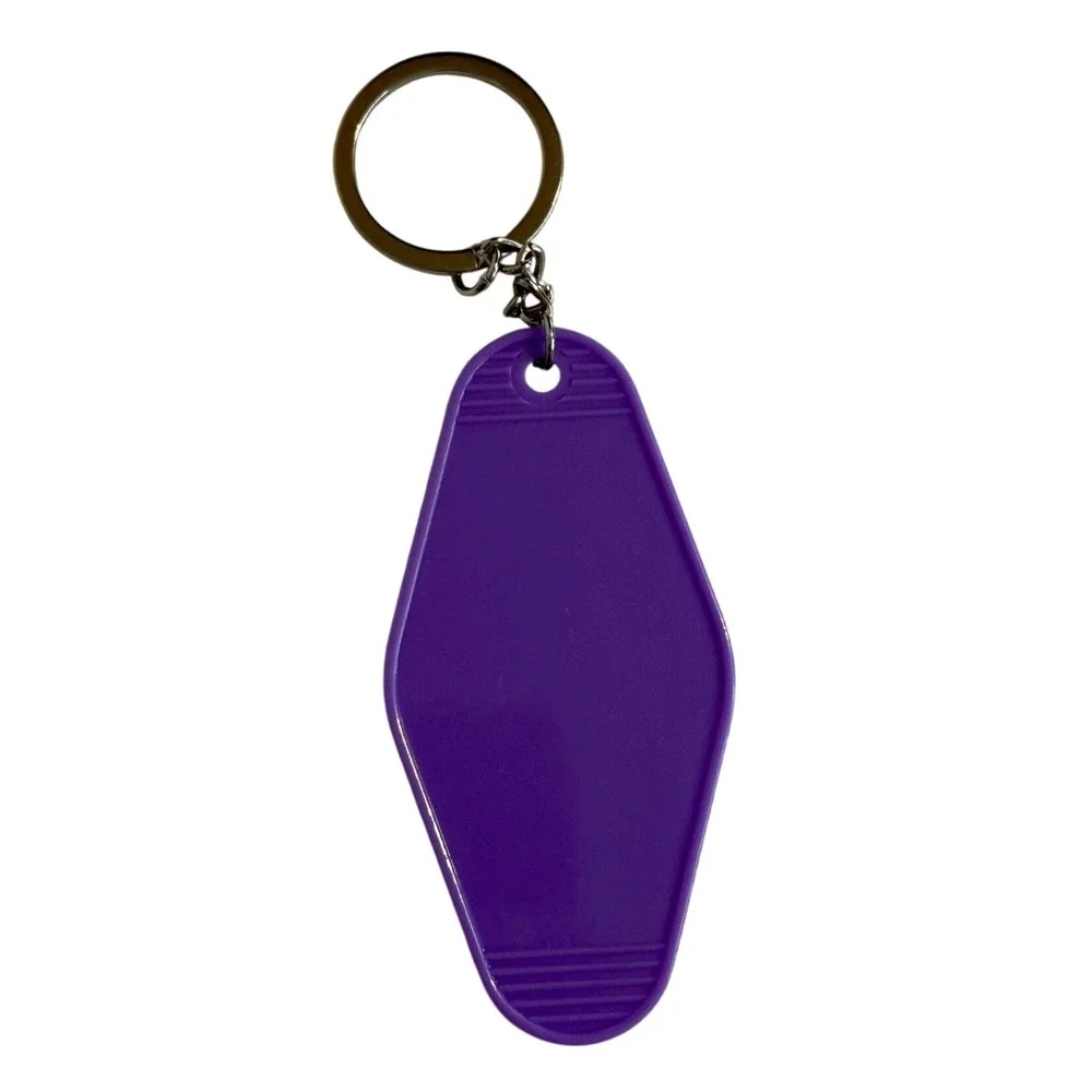Handcrafted Purple Beep Beep B***H Retro Motel Keychain Pink Graphic Tag